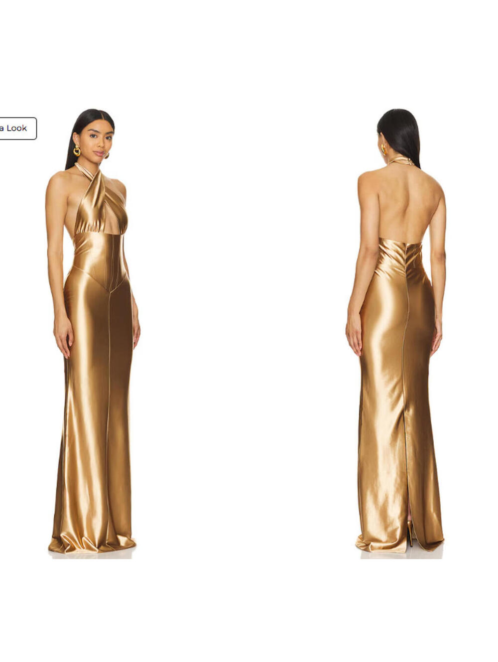 Retrofete Gold Metallic Halter Gown - Picture 2 of 12
